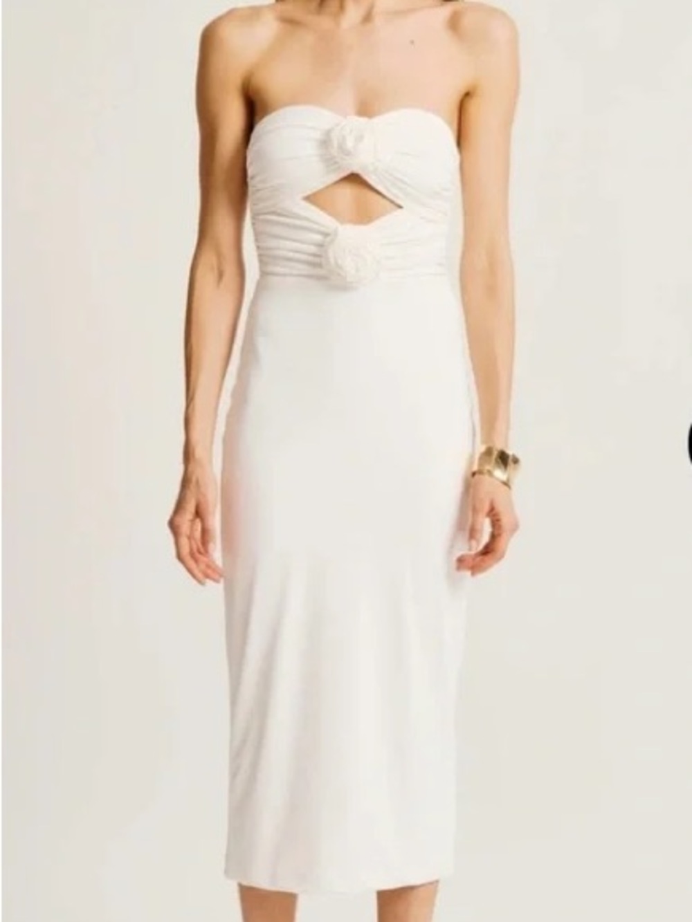 Ivory Cut-Out Rosette Midi Dress NWT Wedding Weekend Bridal Events